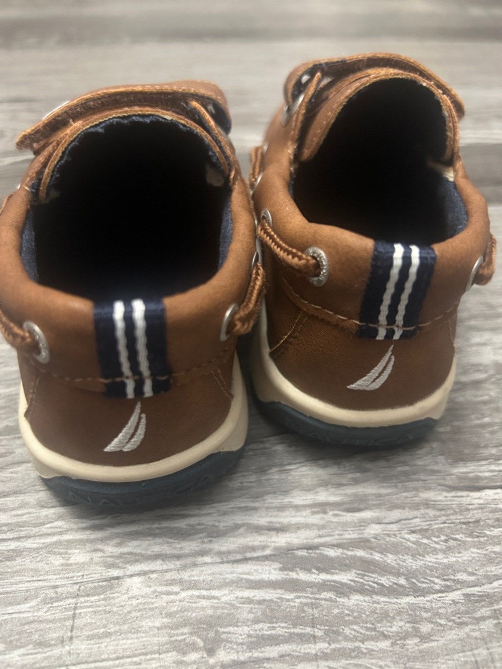 Nautica Toddler Brown Velcro Moccasin Boat Shoes - Picture 3 of 4
